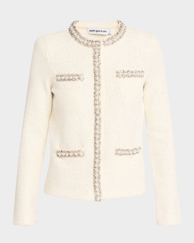 Embellished Textured Knit Cardigan